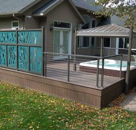 Durarail cable Railing System with Custom Aluminum Privacy Screen